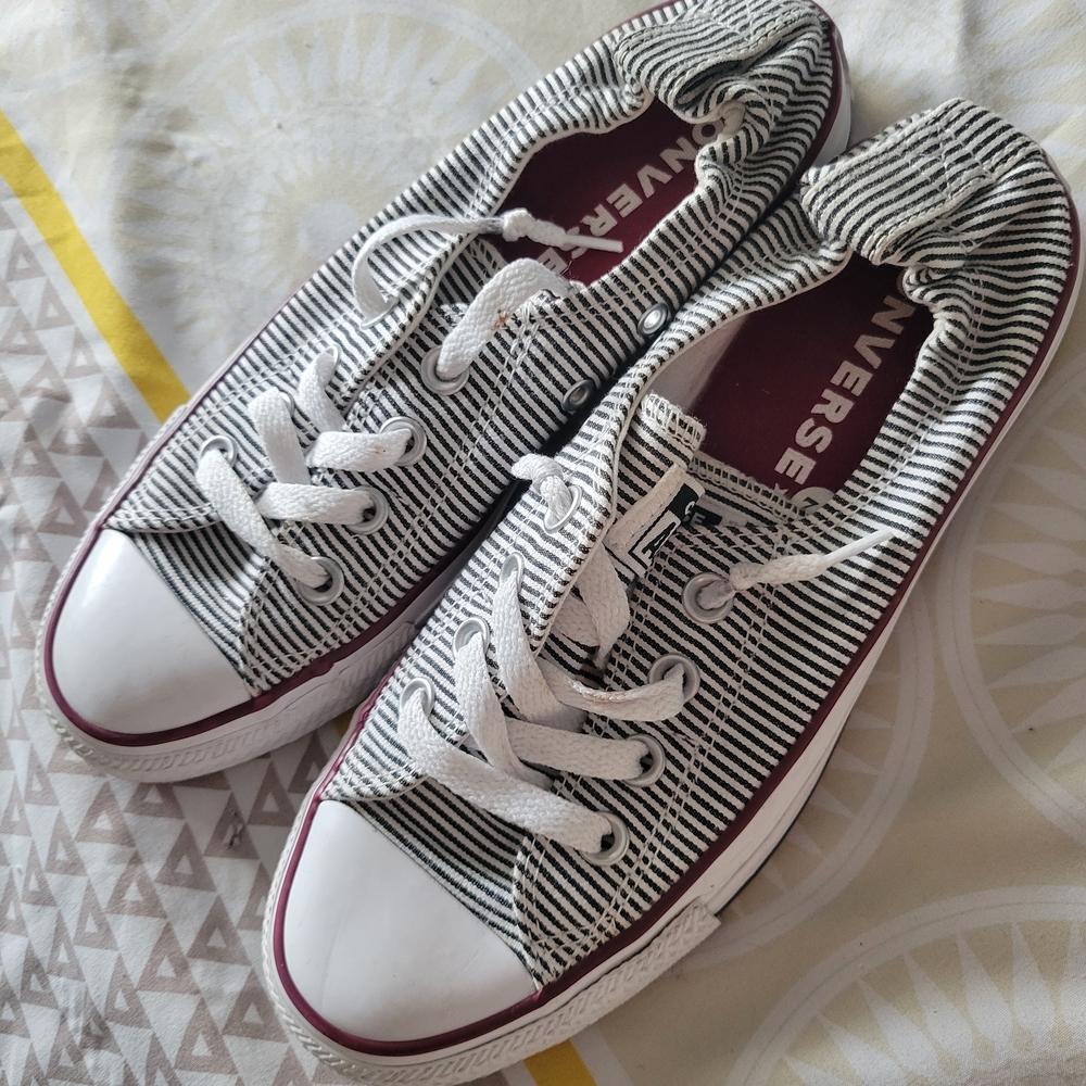 Black and White Striped Converse Sneakers